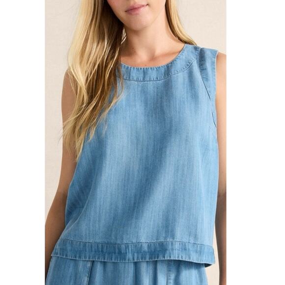 HAVEN WELL WITHIN x TALBOTS Tank Size XXL Chambray Sleeveless Tencel Cropped NWT - Picture 1 of 13
